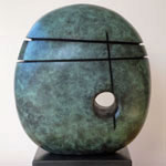 Green Divided Form 5 abstact bronze sculpture